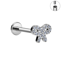 Venta al por mayor G23 ASTM F136 titanio Bowknot forma Multicolor CZ incrustaciones nariz Stud cartílago hélice pendiente mujeres cuerpo Piercing joyería