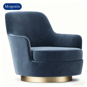 Elegante Sillón de Terciopelo con Base Dorada para Sala de Estar, Dormitorio y Vestíbulo - Product Image 6