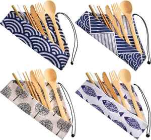 Juego de Cubiertos Reutilizables de Bambú, Cubiertos de Bambú al por Mayor, Juego de Cubiertos de Viaje - Product Image 1