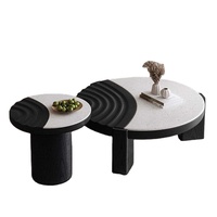 Farbblock Holzfurnier Naturstein Couchtisch-Set Kreatives Italienisches Minimalistisches Niedriges Tisch-Möbelset