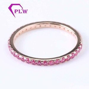 Anillo de diamantes Moissanite Provence 14K Oro rosa macizo 1.8mm Melee Ruby Moissanite Stone Anillos de compromiso Banda - Product Image 2