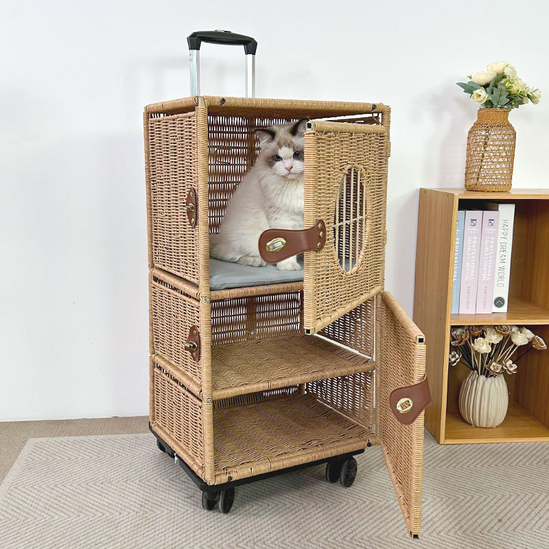 Buy Wicker Cat Carrier Mesh Design for Ventilation