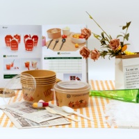Contenants jetables pour salades de 32 oz, bols en papier scellés pour la préparation de repas et la restauration