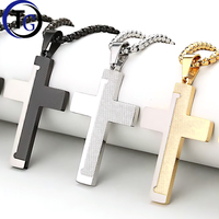Collier pendentif croix style punk avec chaîne maille forçat en acier inoxydable plaqué or 18 carats/argent/noir, bijoux unisexe pour soirée