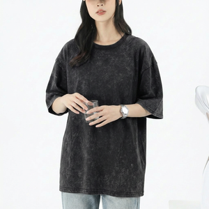 Wholesale Custom Unisex Vintage Acid Washed Oversized T-Shirt Slub Cotton Distressed Graphic <b>Ripped</b> Design 100% Cotton - Product Image 6