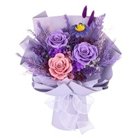 Nouveau style 2026 : Bouquet de roses stabilisées et fleurs séchées naturelles faites à la main, pour aromathérapie automobile - Fête des Mères, Pâques, Remise de diplôme, Longue durée