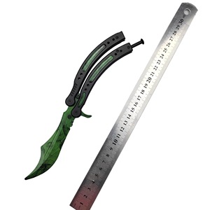 Cuchillo de Mariposa <span class=keywords><strong>CSGO</strong></span> para Práctica, Cuchillo de Entrenamiento de Acero Inoxidable Sin Filo con <span class=keywords><strong>Caja</strong></span> de Regalo - Product Image 1