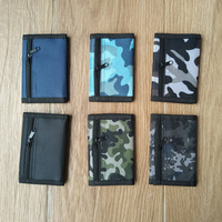 Dompet taktis untuk pria, dompet ramping ritsleting kartu, Gantungan Kunci poliester, kantung pendek kamuflase, dompet taktis terbuka untuk pria