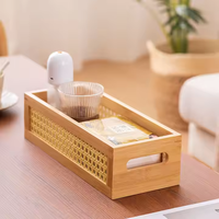 2024 Design cadre en bois de bambou et panier de rangement en rotin délicat bacs avec poignée pour cuisine salle de bain blanchisserie utilisation