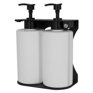 Dispensador de Jabón Doble de Acero Inoxidable 304 y HDPE, Color Negro, Blanco y Ámbar, con Soporte para Montaje <span class=keywords><strong>en</strong></span> Pared, para Uso <span class=keywords><strong>en</strong></span> Hoteles - Product Image 2