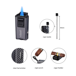 Encendedor de antorcha para hombres con soporte de punzón cortador incorporado y herramienta potenciadora de dibujo para cigarrillos viene con caja de regalo para obsequios - Product Image 3