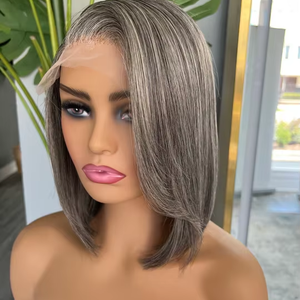 Stylish Salt Pepper Gray Remy Brazilian Lace Front Wig | Salon-Dyed for Lace Transparent Glueless <strong>Cap</strong> 13x4/13x6 Body <strong>Wave</strong> for - Product Image 3