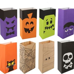 Sacs en papier pour bonbons d'Halloween avec autocollants pour collations, emballages de chocolat, friandises, fournitures de fête - Product Image 3