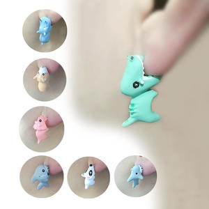 Pendientes con diseño de animales para niños, aretes de arcilla suave con diseño de dibujos animados, tiburón y dinosaurio, regalo de promoción - Product Image 2