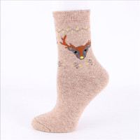 Chaussettes en laine et coton pour femmes, nouveau-nés, haute qualité, cadeau de noël, motif cerf, nouvelle collection