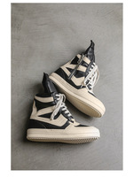 Chaussures montantes décontractées pour hommes, style athlétique, à lacets, semelle épaisse, noires et blanches, tendance mode, pour couple, automne