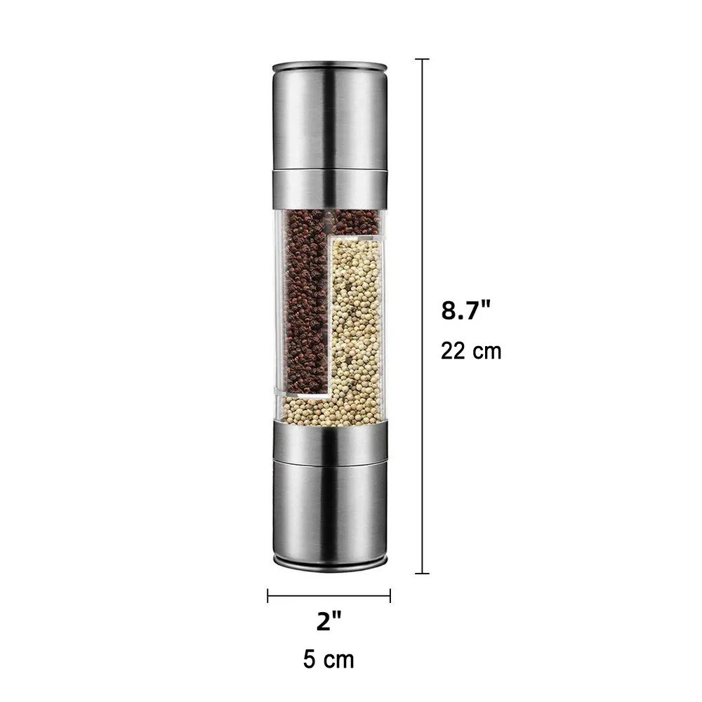 hot 2 in 1 manual salt and pepper mill pepper grinder with double ended design