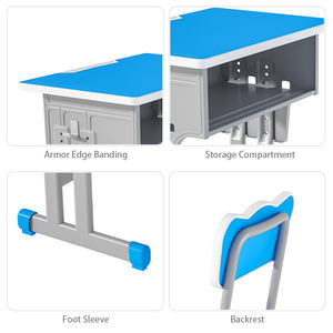Ensemble de chaise de bureau primaire réglable en hauteur d'école confortable bleue avec matériau en métal plastique <span class=keywords><strong>pour</strong></span> l'étude du bureau à domicile - Product Image 2