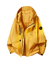 Veste de randonnée unisexe personnalisable avec logo – Manteau décontracté coupe-vent et imperméable avec patchs de manches en velcro personnalisables