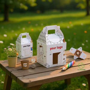 Kit di artigianato in carta a tema casa dei fiori con vaso per la coltivazione e matite da colorare, attività da giardino ecologica per bambini - Product Image 3