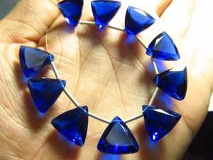 5 Pares de Cuentas de Cuarzo Azul Zafiro de Cachemira, Color Natural, Corte Trillón, 12x12 mm, Gemas Sueltas de la India - Product Image 4