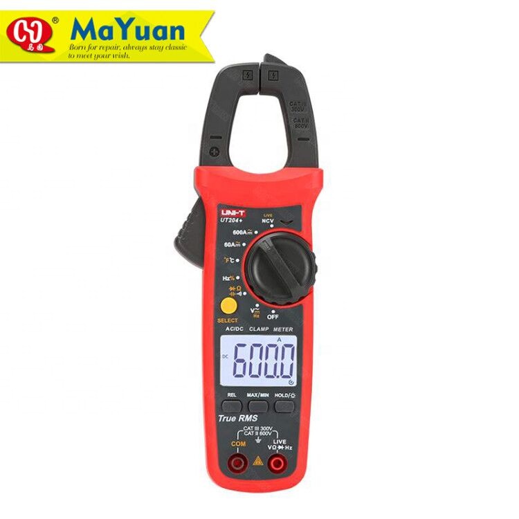 UNI-T UT204 + AC DC True RMS клещи с температурный тест бесконтактная проверка напряжения переменного функция 600A 600V