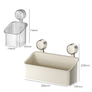 Organizzatore da Parete Monostrato Senza Foratura in Acciaio Inox e Plastica Impermeabile Ecologico Moderno per Cucina e Bagno - Product Image 6