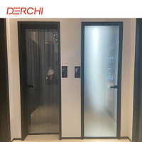 Porte en verre battante intérieure en aluminium à cadre étroit DERCHI, moderne, pour salle de bain