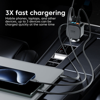 Cargador de Coche Retráctil, Cargador de Teléfono para Coche de 130W con Cable de Carga Rápida, Adaptador de Cargador de Coche USB C para iPhone Serie Galaxy