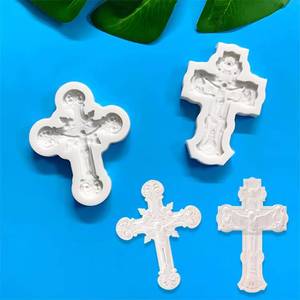Cross-shaped DIY religious-themed craft resin casting decorative cross <b>silicone</b> candle mold - Product Image 2