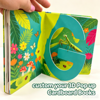 Livre pop-up 3D personnalisé en usine |   Livre interactif pour enfants en couverture rigide avec logo/design graphique personnalisé pour la maternelle