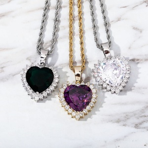 Nouveau collier pendentif cœur plaqué or, chaîne en corde, zircon cubique glacé de haute qualité, bijoux CZ tendance, cadeau pour femme, romantique - Product Image 3