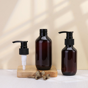 Brown PET <b>Shampoo</b> Bottle 100ml 130ml With Pump Travel Size For Daily Chemical Packaging - Product Image 1