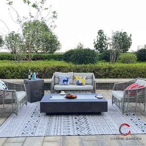 Hiện đại sống bê tông gas cháy <span class=keywords><strong>Pit</strong></span> bảng hiện đại trong nhà/ngoài trời hình chữ nhật sắt vườn cắm trại sử dụng với Ethanol Glass Top - Product Image 4