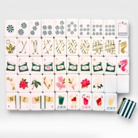 Tuiles de Mahjong Américain en Acrylique à Rayures Golf, Édition Commémorative, Emballage en Carton Écologique Portable et Résistant à l'Eau