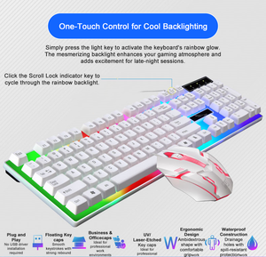 <span class=keywords><strong>Combo</strong></span> de teclado y ratón para juegos con retroiluminación LED RGB, cable USB, tamaño completo, en oferta. - Product Image 5