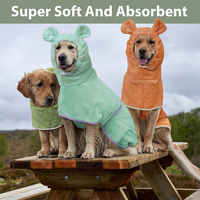 Peignoir pour chien en gros, serviette super absorbante, vêtements mignons pour chiens, col et sangle de ventre réglables, serviette à capuche pour chien qui garde au chaud