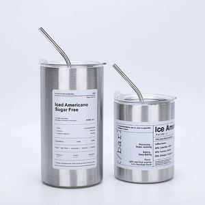 Stainless Steel Tumbler With Straw <b>Double</b> <b>Wall</b> Vacuum Insulated Travel Mug Minimalist Design Iced Coffee Cup - Product Image 1