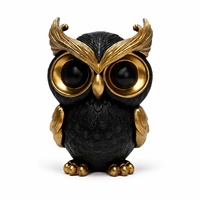 Sculpture d'hibou en résine noire et dorée, figurine d'animal moderne à grands yeux pour étagère, bureau, salon et décoration de maison