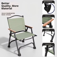 Chaise pliante d'extérieur portable et respirante, modèle Kermit carré, pour pique-nique, camping, plage, pêche, en tissu Oxford, bois massif et acier au carbone