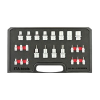 Juego de 24 puntas Torx OEM/ODM de 1/2 pulgada con acabado satinado de acero al cromo vanadio, herramienta de ferretería moleteada recta, suministro de Taiwán