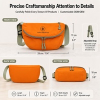 Sac bandoulière en nylon léger, résistant à l'eau, réglable avec fermeture éclair, pour les vacances, le supermarché, personnalisable ODM OEM