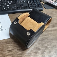 Étui à montre simple en cuir PU avec logo personnalisé, portable, doublure en daim noir et marron, boîte à montre pour voyage
