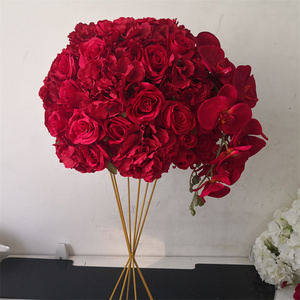 IFG Offre Spéciale 60cm boule de <span class=keywords><strong>fleurs</strong></span> artificielles rouges suspendues en soie pour décoration de mariage - Product Image 1
