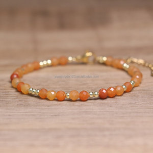 Bracelet délicat en perles de quartz rose naturel, aventurine verte, opale, <span class=keywords><strong>lapis</strong></span>-<span class=keywords><strong>lazuli</strong></span>, avec entretoise dorée, bracelet en cristal de guérison pour femmes - Product Image 5