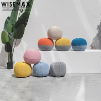 WISEMAX FURNITURE Vente en gros de meubles pour la maison Pouf rond en coton crocheté Fait à la main en fil de coton tricoté