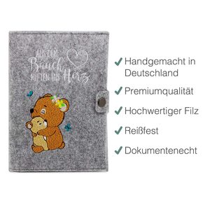 Ricamo personalizzato orso carino mamma incinta Impfpass tedesco copertura passaporto madre feltro Mutterpass per <span class=keywords><strong>foto</strong></span> ad ultrasuoni - Product Image 3