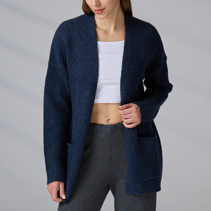 Fabricants de pulls, cardigan en tricot uni pour femmes, manteau pull à manches longues, col en V, cardigan ample - Product Image 3