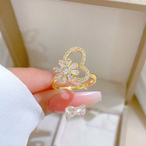 Anillo De Ansiedad Rotatable Zircon Sparkling Flower Fidget Anxiety <b>Ring</b> for Women Anti <b>Stress</b> Jewelry Rotating Open <b>Ring</b> - Product Image 3