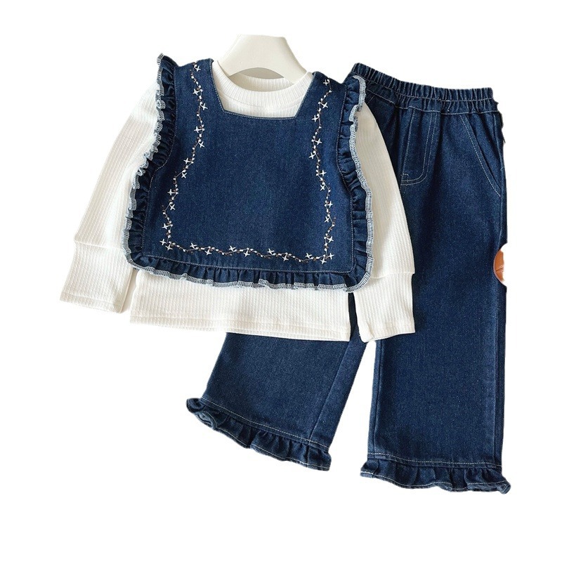 Girls Denim Pinafore Dress Sleeveless A-Line Summer Style
